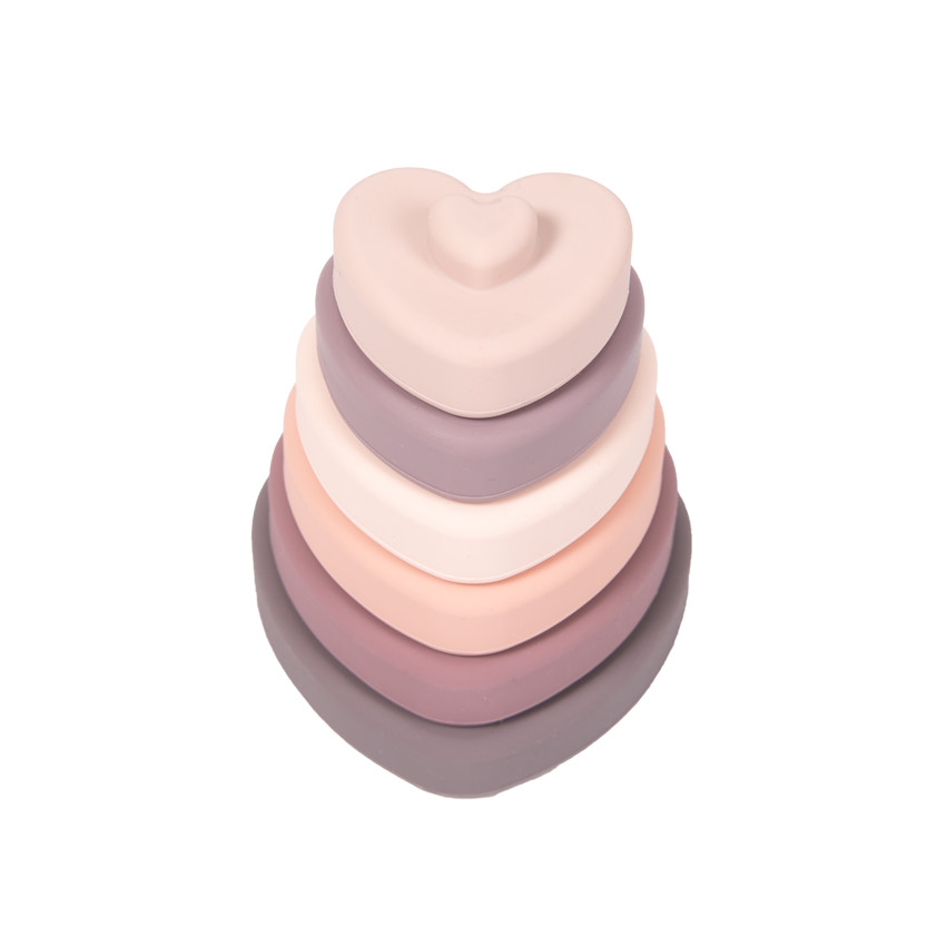 Tour d'empilage en silicone Cœurs rose 