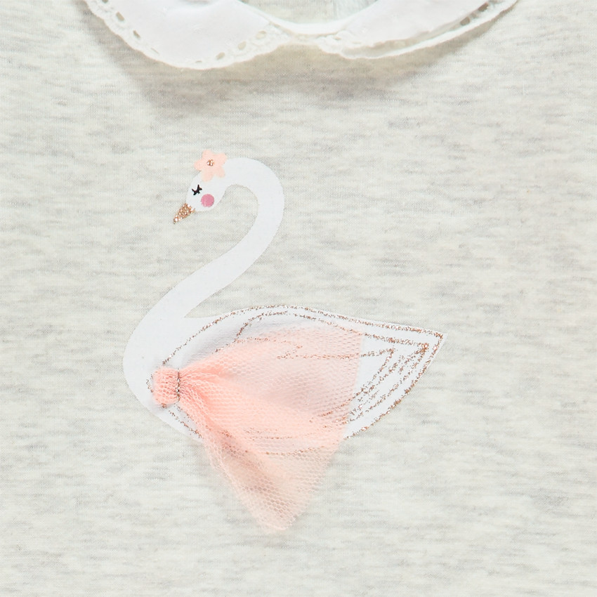 Dors-bien en jersey chiné print cygne 