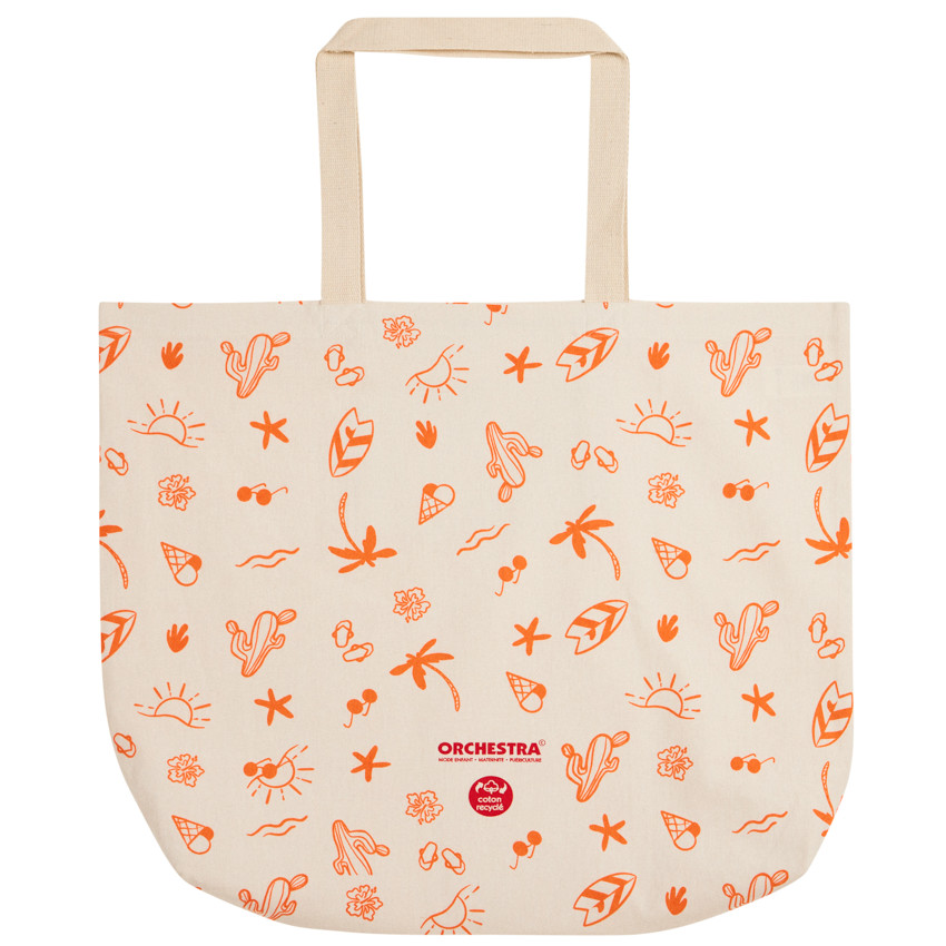 Tote bag de plage imprimé fantaisie avec 51% de coton recyclé 