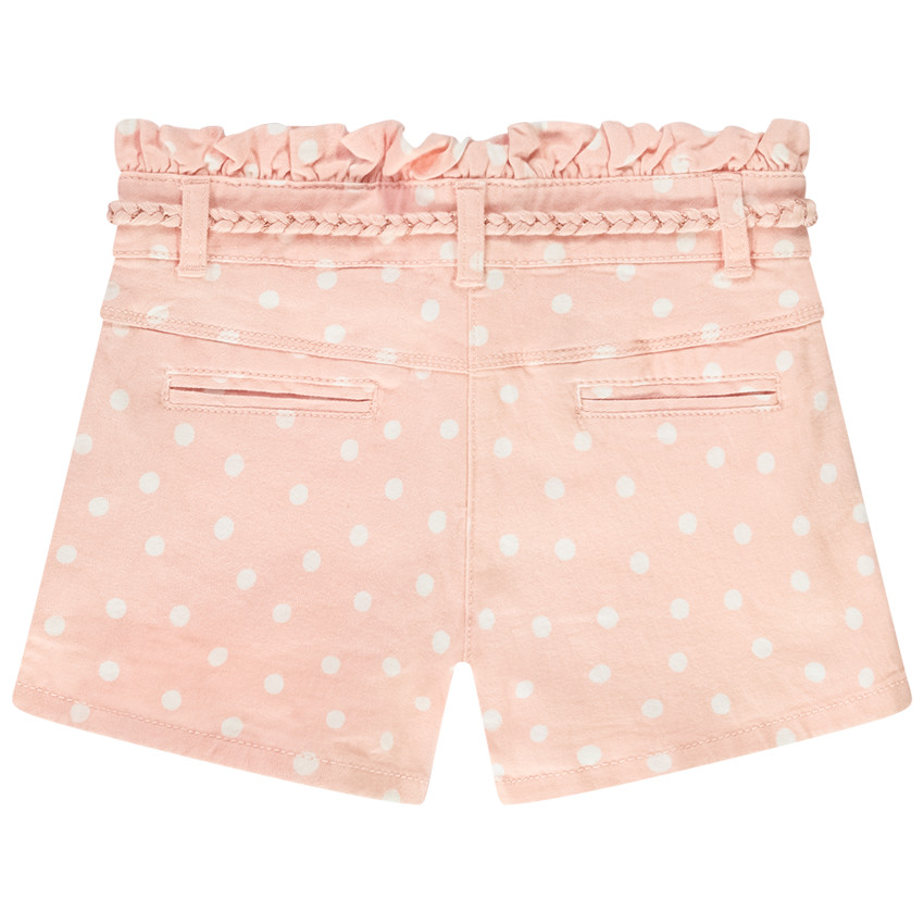 Short en twill imprimé fantaisie avec ceinture tressée pour fille 