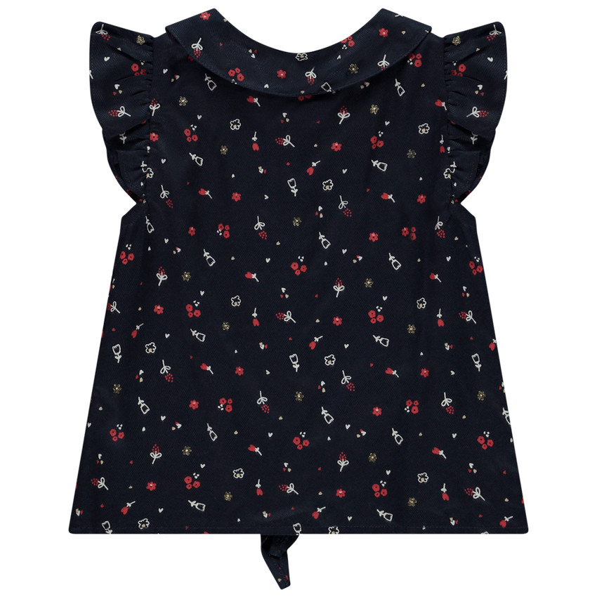 Tunique manches courtes à nouer imprimé fleurs pour bébé fille 