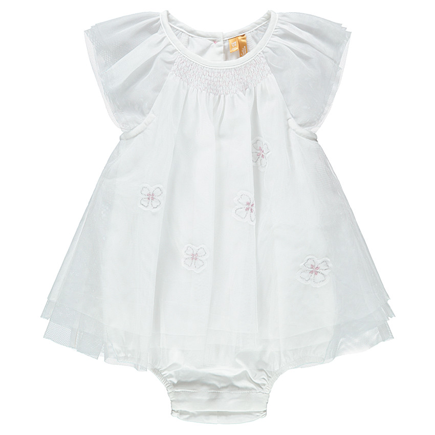 Combinaison style robe de cérémonie en tulle avec fleurs brodées 