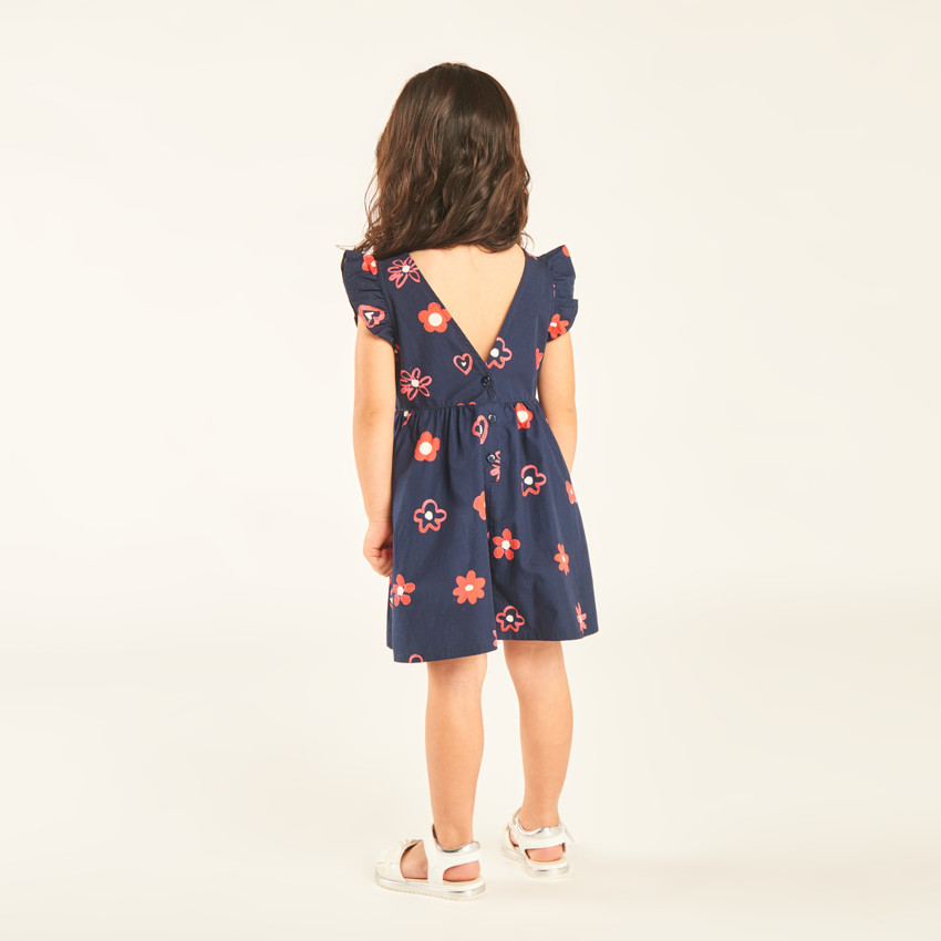 Robe manches courtes volantées imprimé fantaisie pour bébé fille 