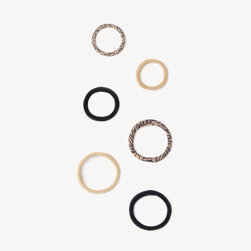 Lot de 6 élastiques unis et imprimés pour fille  