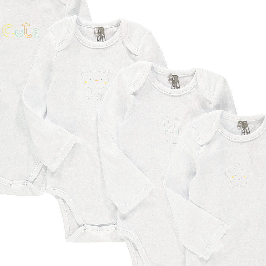 Lot de 7 bodies manches longues en coton à print fantaisie 