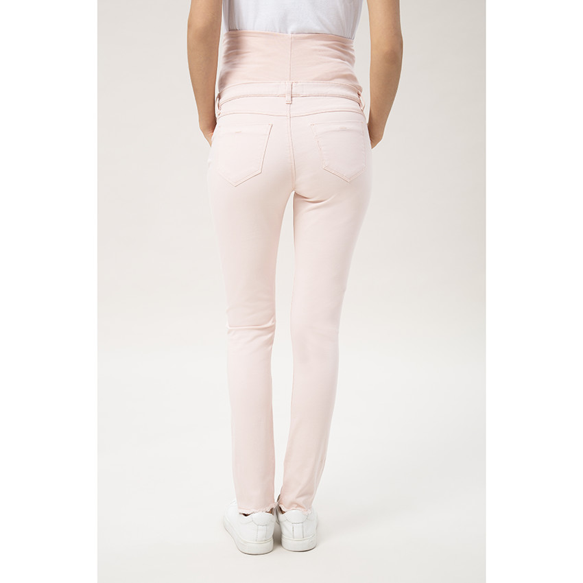 Pantalon de grossesse coupe slim rose pâle à bandeau haut 
