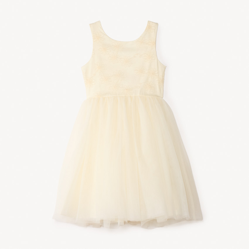 Robe de cérémonie en satin et tulle fleuri pour fille