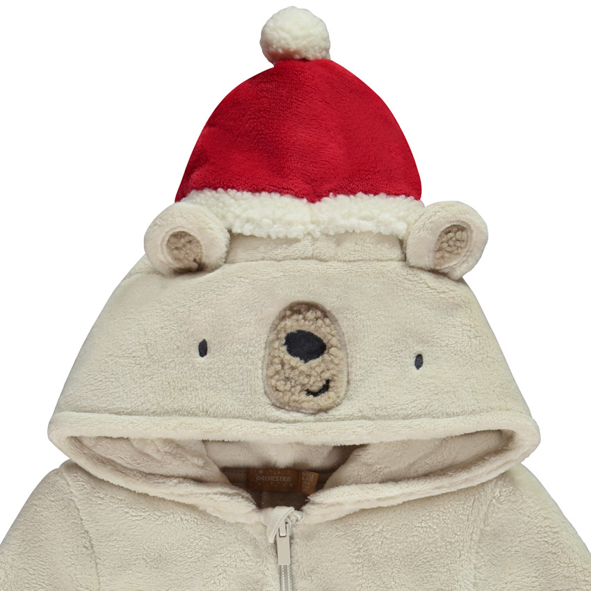 Surpyjama ourson ludique à capuche bonnet de Noël pour bébé garçon 