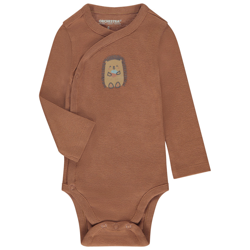 Lot de 7 bodies manches longues animaux pour bébé garçon avec ouvertures différentes selon l'âge 