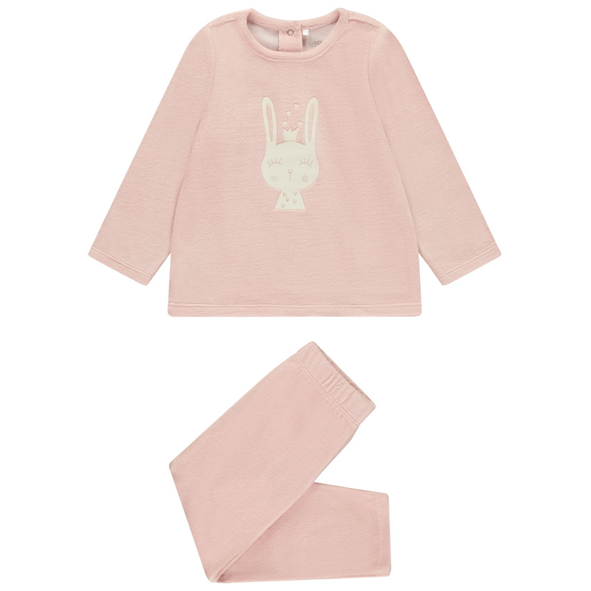 Pyjama 2 pièces en velours avec print lapin fantaisie pour bébé fille