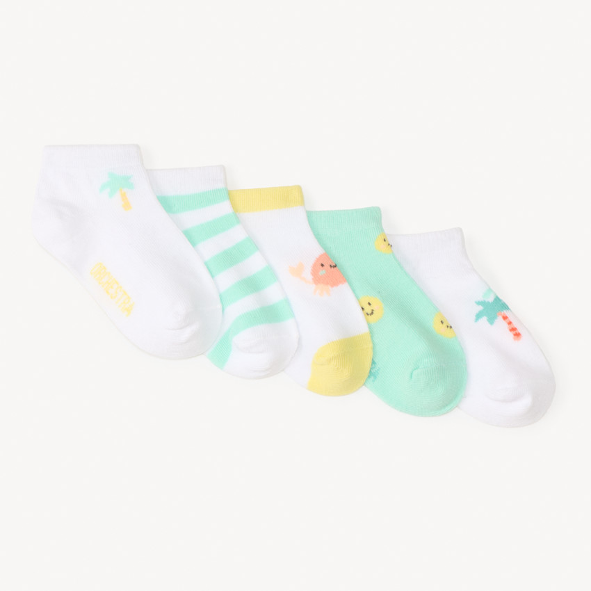 Lot de 5 chaussettes courtes fantaisie motifs plage pour bébé garçon