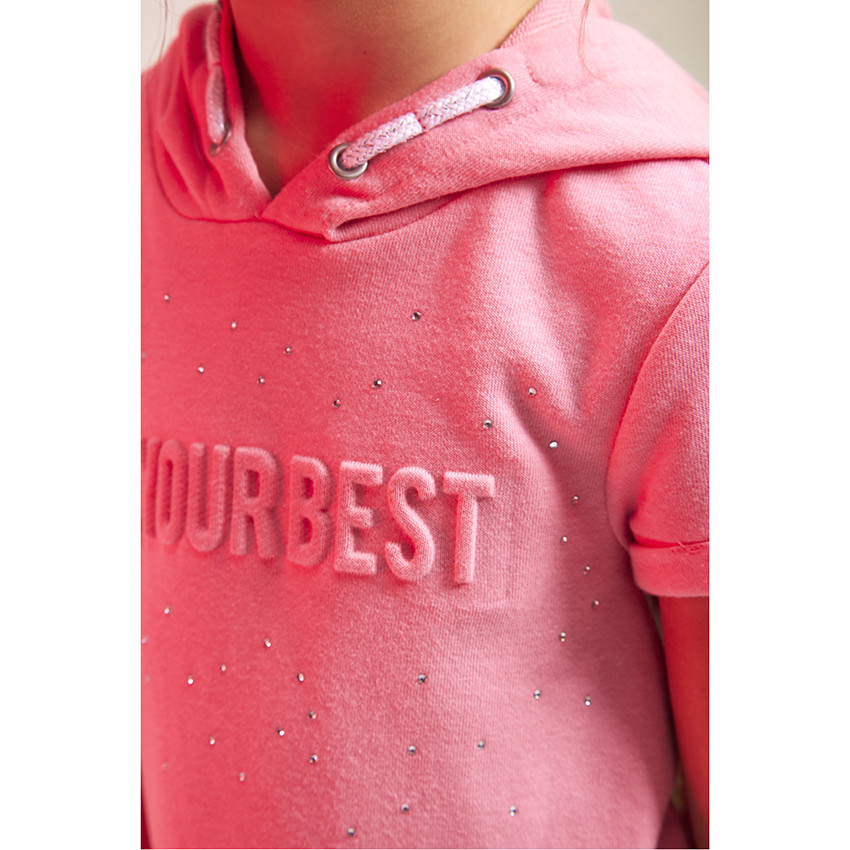 Robe manches courtes à capuche en molleton pour fille 