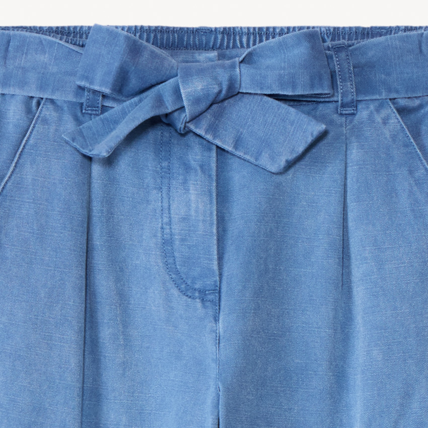 Pantalon cargo en twill uni avec ceinture pour fille 