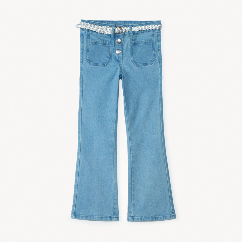 Jean flare avec ceinture tressée pour fille 