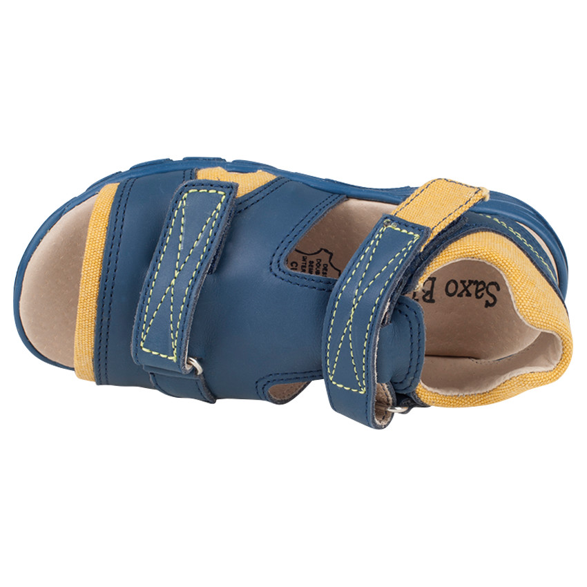 Sandales bicolores en cuir à scratchs pour garçon 