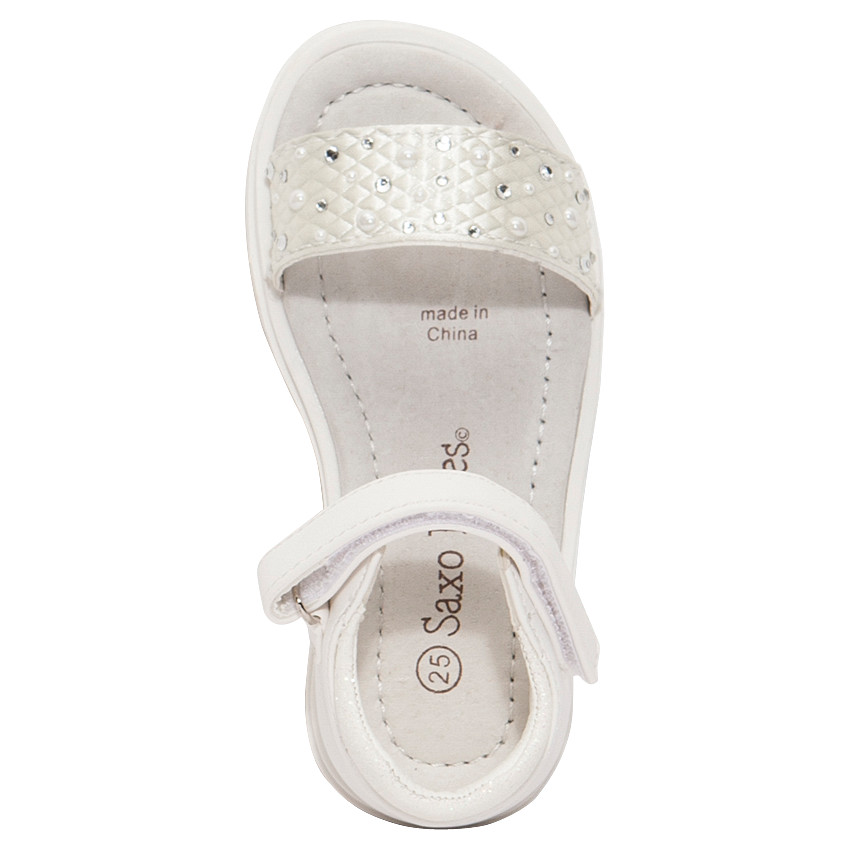 Nu-pieds blancs avec perles fantaisie 