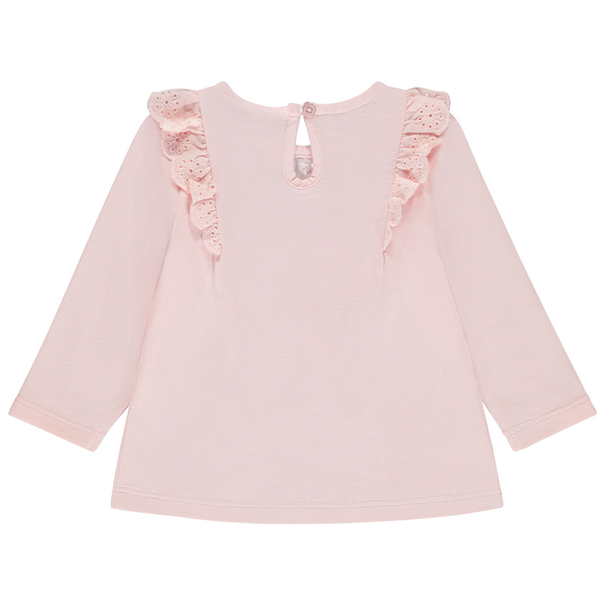 T-shirt manches longues à plastron brodé pour bébé fille 
