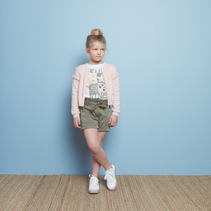 Gilet en tricot à manches ajourées pour fille 
