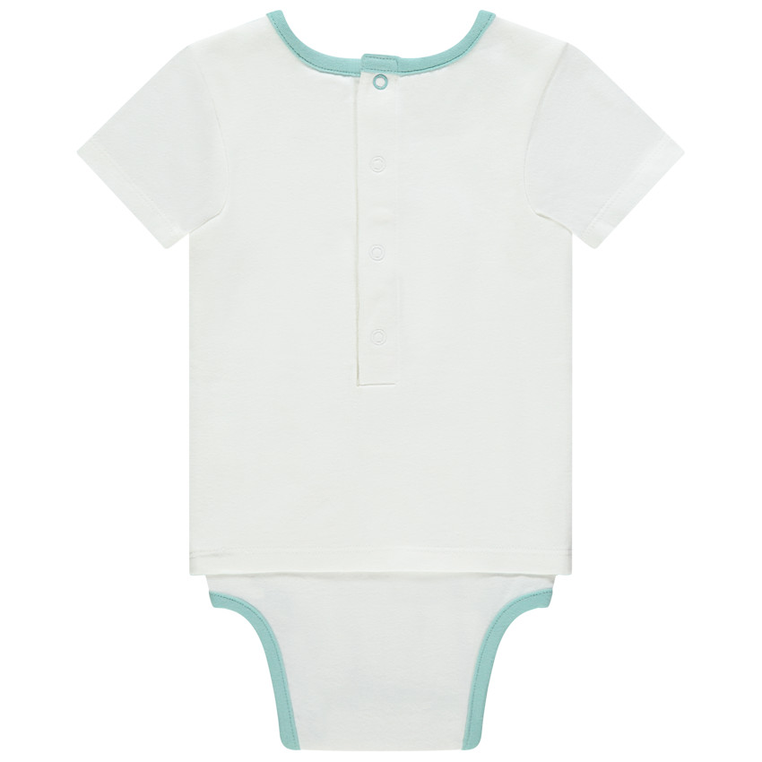 Body manches courtes effet 2 en 1 print baleine et texte 