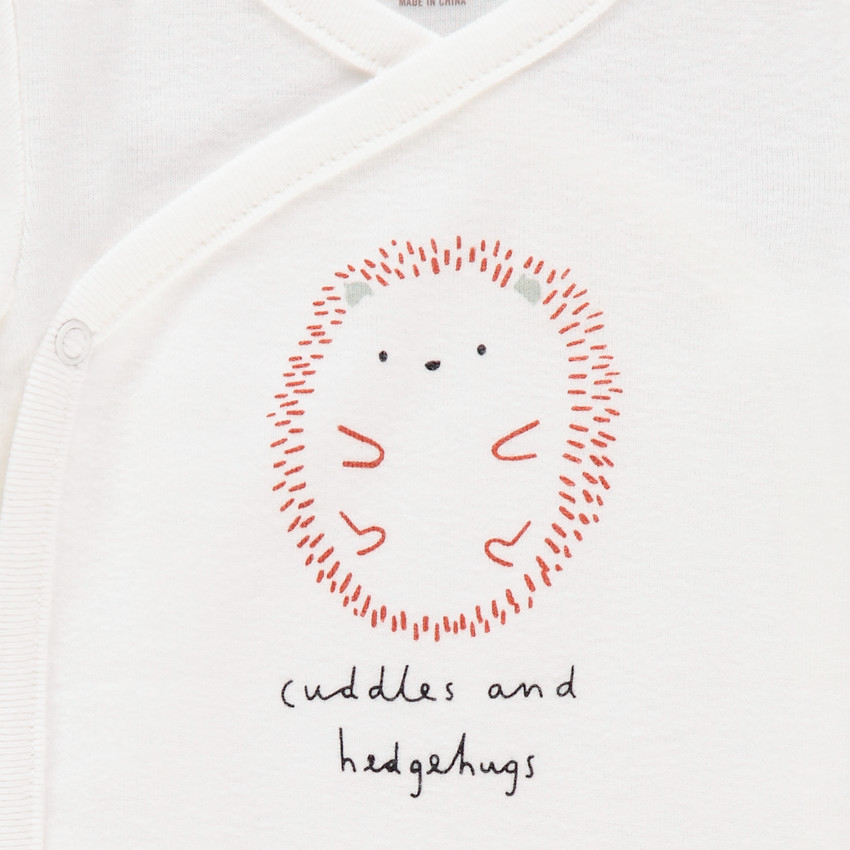 Lot de 2 bodies manches longues en coton bio à pois et print hérisson 