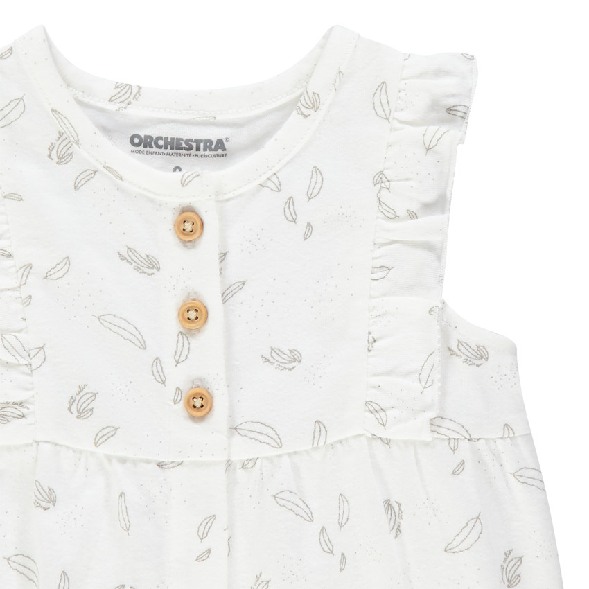 Combinaison courte en coton imprimée plumes 