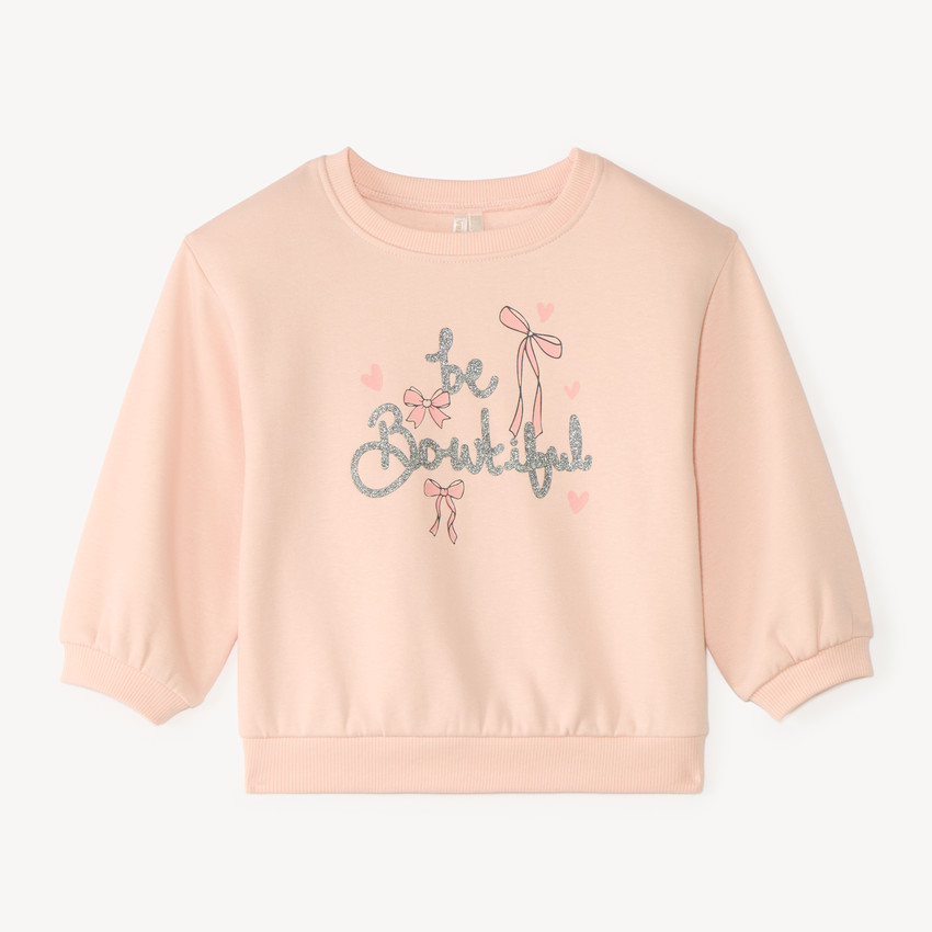 Sweat en molleton 1/2 oversize print fantaisie pour bébé fille