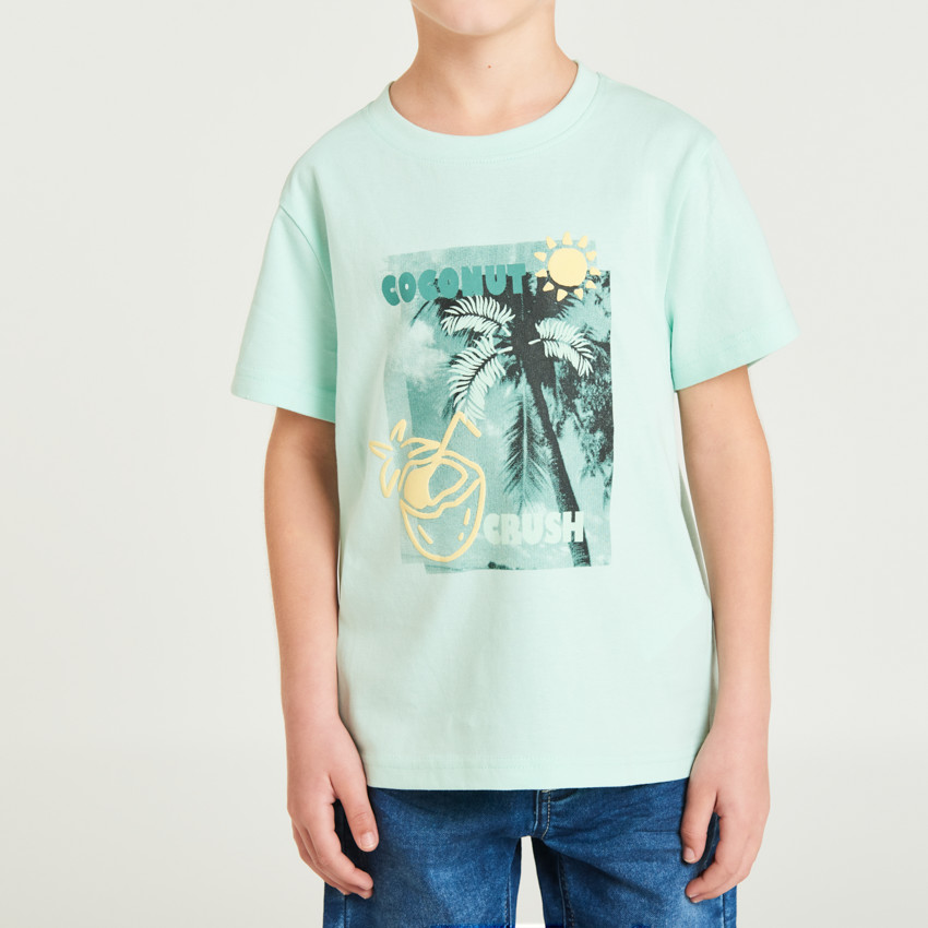 T-shirt manches courtes photoprint plage pour garçon