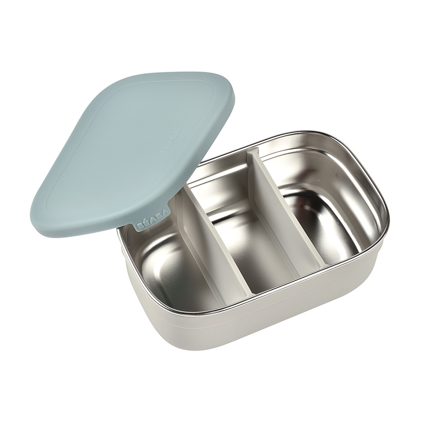 Lunchbox en inox gris velours/bleu baltique 