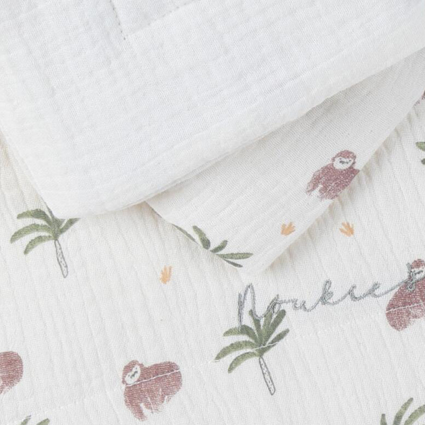 Couverture en mousseline 75 x 100 cm imprimé Cute Gorilla blanc 