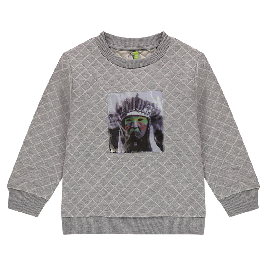 Sweat en molleton à croisillons avec patch indien hologramme 