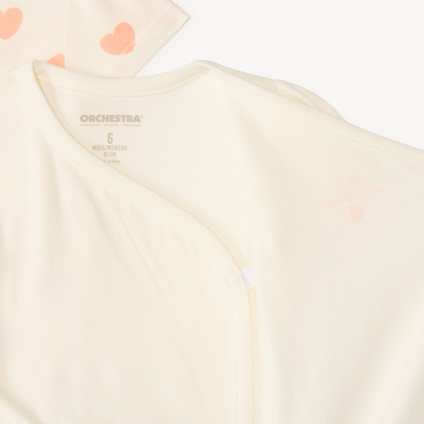 Lot de 2 bodies manches courtes motifs cœurs pour bébé fille 