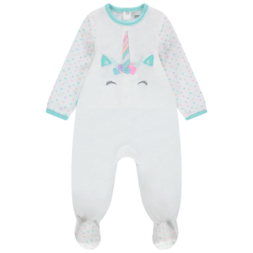 Dors-bien en velours print licorne pour bébé fille 