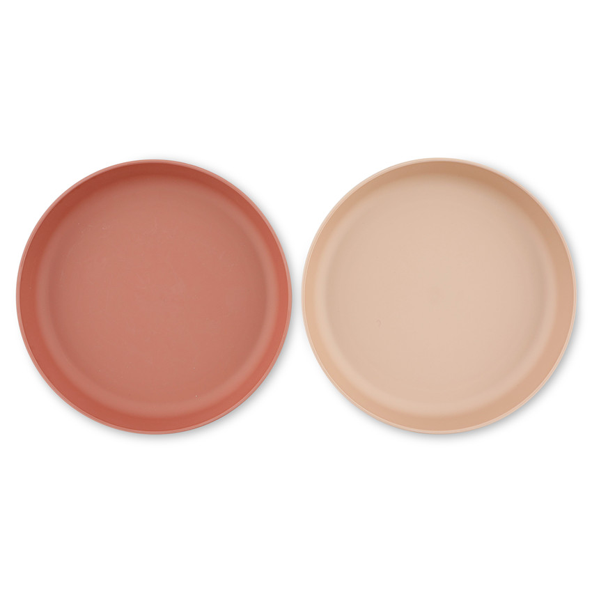 Lot de 2 assiettes en plastique végétal - Rose Main Lot de 2 assiettes en plastique végétal - Rose