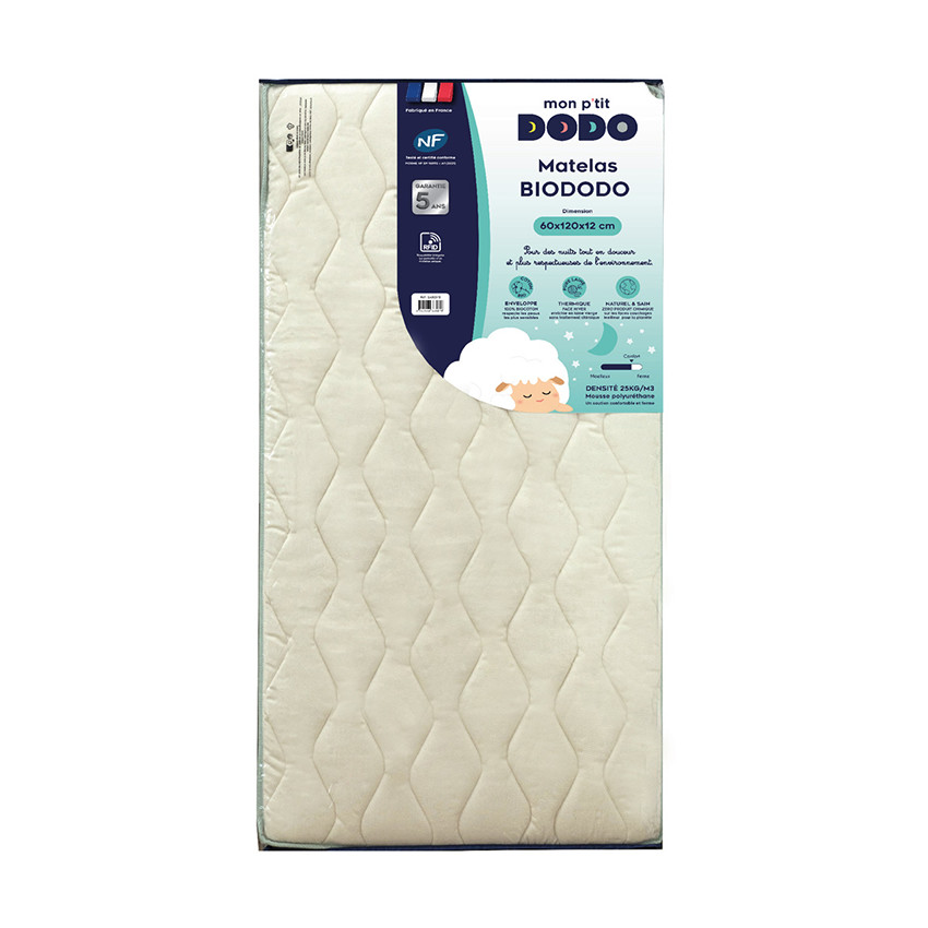 Matelas Biododo face été/face hiver 60 x 120 cm 
