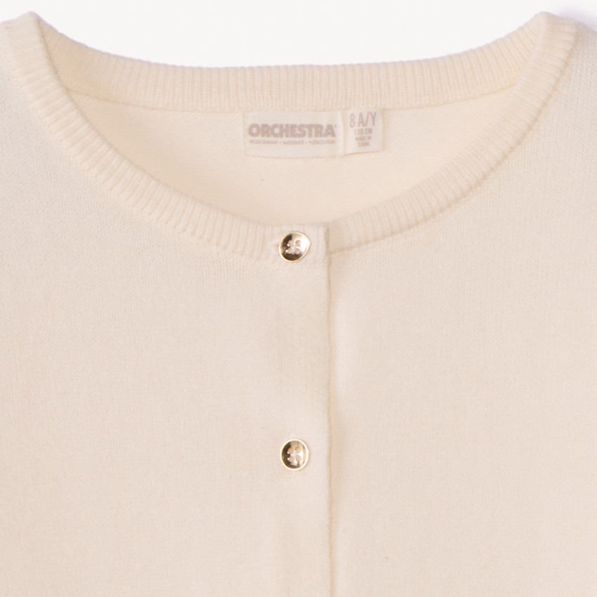 Gilet en tricot uni festonné pour fille 