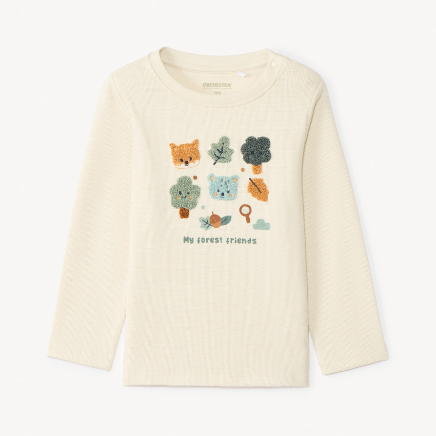 T-shirt manches longues à patchs bouclettes pour bébé garçon