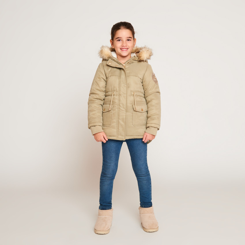 Parka déperlante à capuche effet fourrure pour fille 