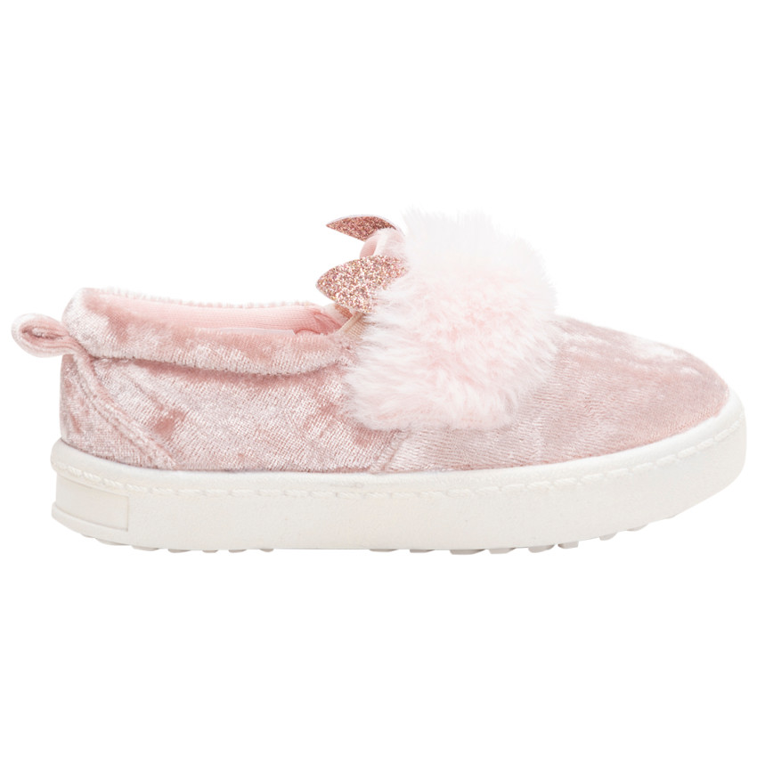 Slippers en velours avec sherpa et semelle compensée
