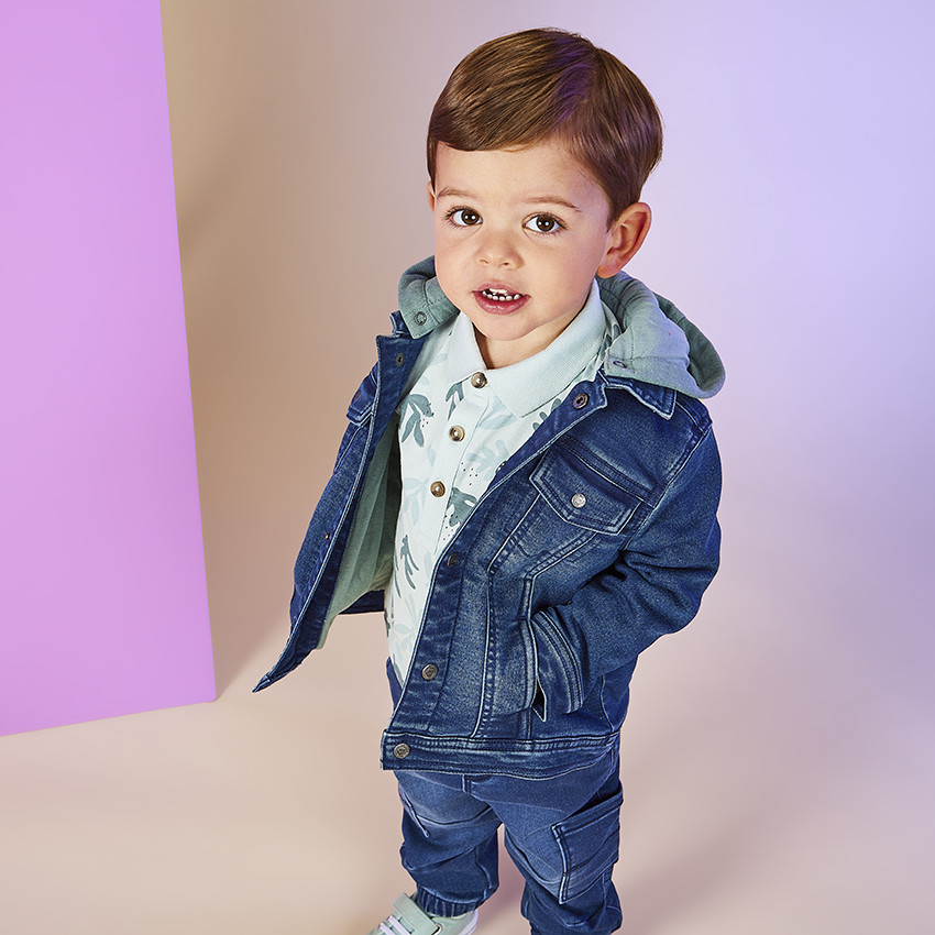 Veste en jean a capuche molleton amovible pour bebe garcon