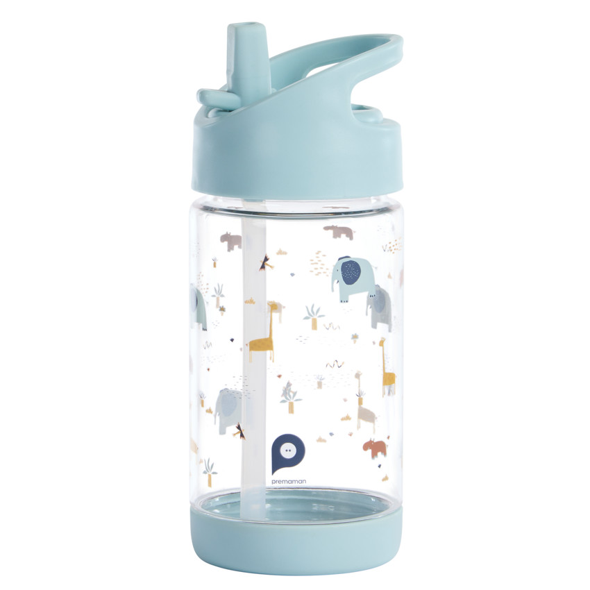 Gourde transparente avec paille rabattable 400ml Savane 