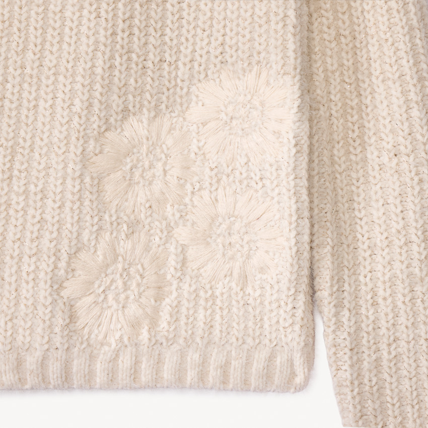 Pull en tricot perlé scintillant et brodé pour fille 