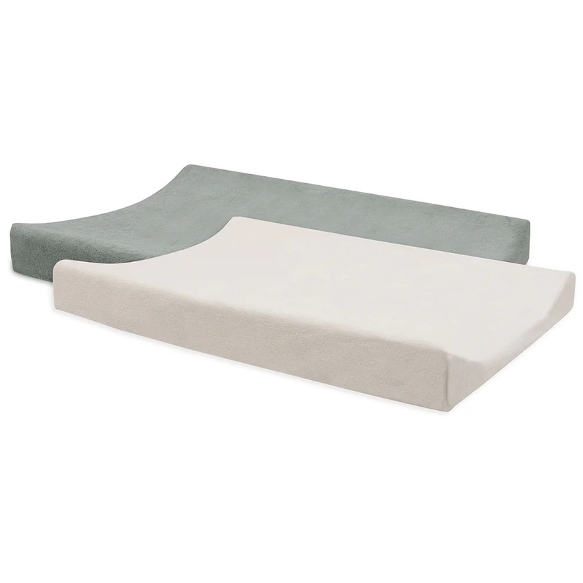 Housse matelas à langer éponge - Vert d'eau/Ivoire - 50x70 cm - 2 Pcs