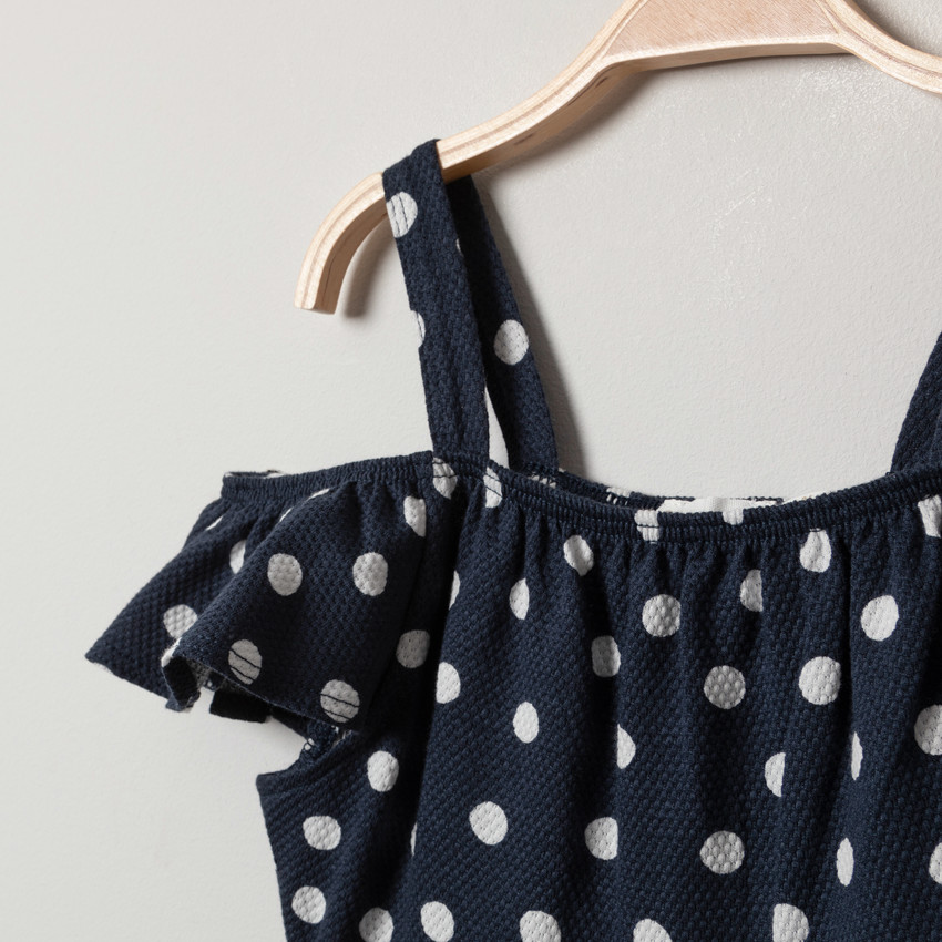 Robe à bretelles imprimée pois pour fille 