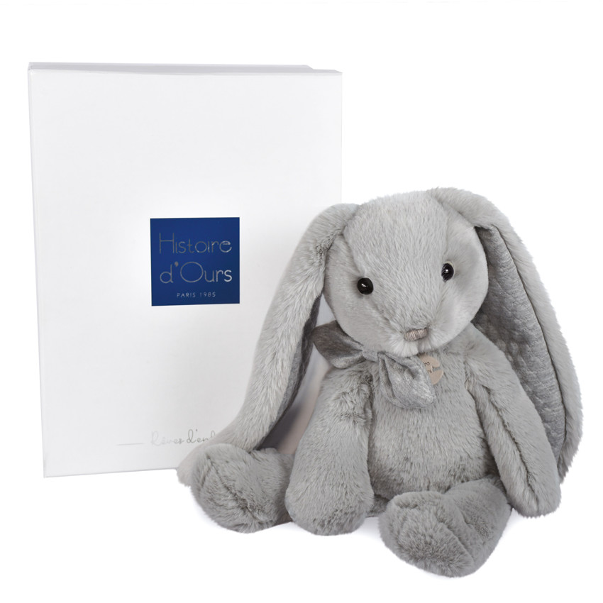 Peluche Preppy Chic lapin 40 cm - Gris perle Main Peluche Preppy Chic lapin 40 cm - Gris perle