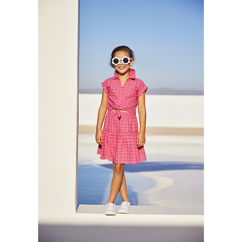 Jupe courte en broderie anglaise pour fille 