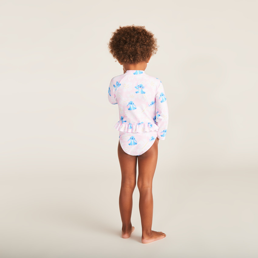 Maillot 1 pièce manches longues anti-UV imprimé Stitch Disney pour bébé fille 