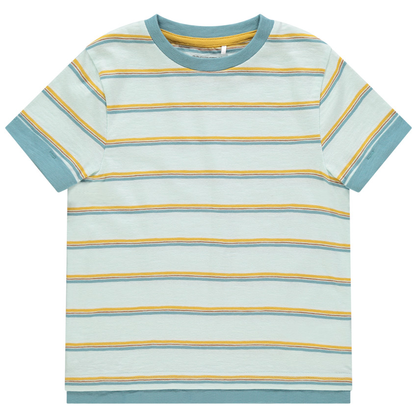 T-shirt manches courtes en coton rayé Main T-shirt manches courtes en coton rayé