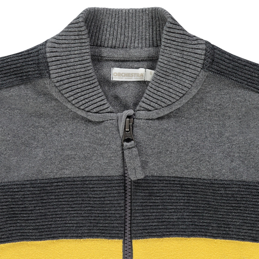 Gilet en tricot zippé à bandes en jacquard pour enfant garçon 
