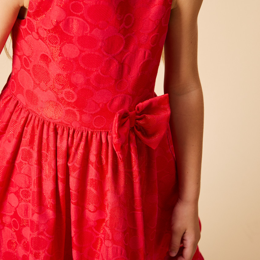 Robe de fête sans manches motifs jacquard irisés pour fille 