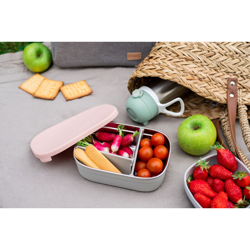 Lunchbox en inox gris velours/powder pink 